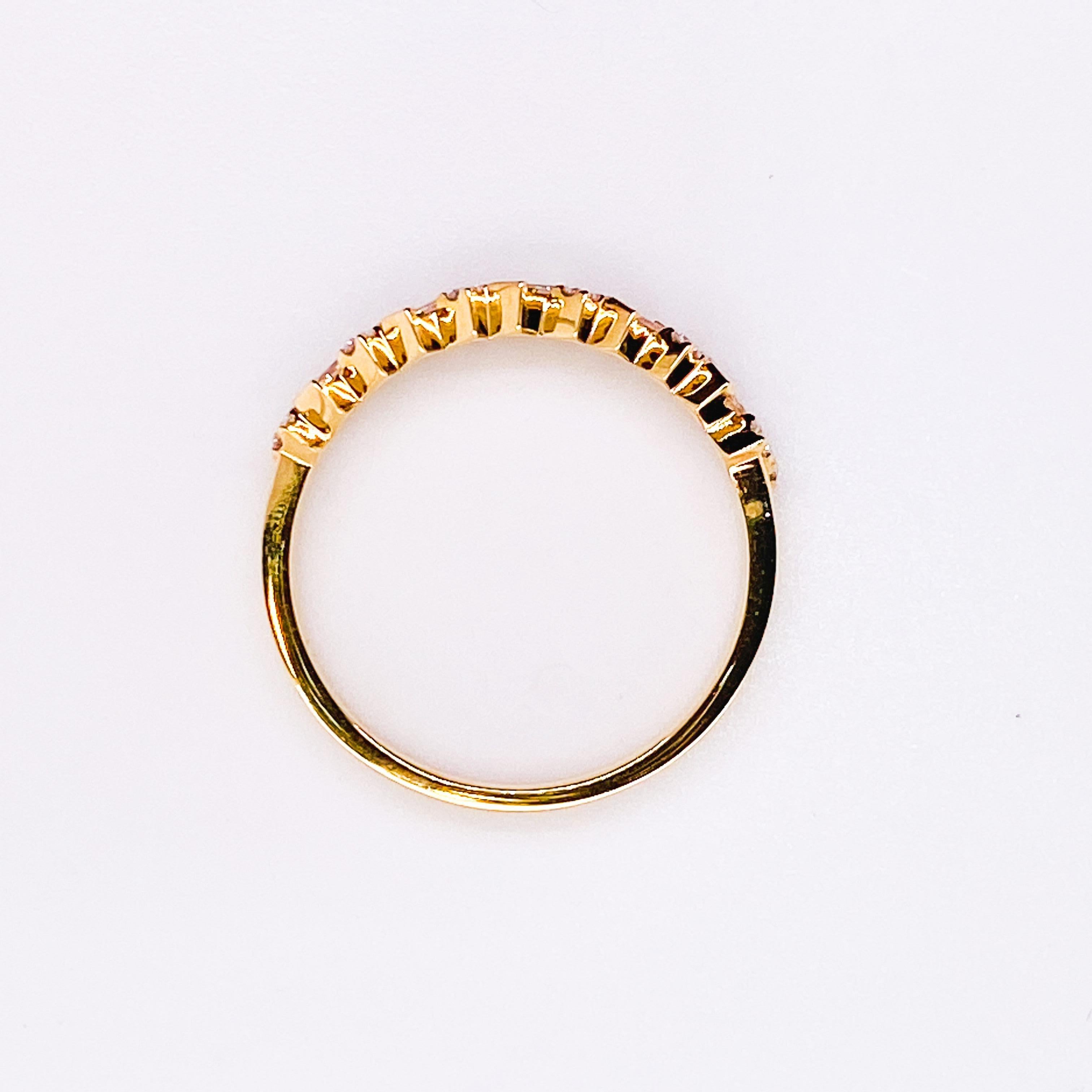 Contemporary Baguette Round Diamond Half Eternity Ring in 14K Yellow Gold For Sale