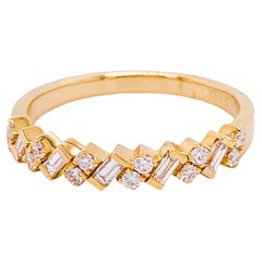Baguette Round Diamond Half Eternity Ring in 14K Yellow Gold