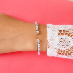 SI/H Diamond Cluster Multi Shape Open Bangle 14 Karat White Gold Cuff Bracelet