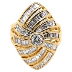 Baguette + Round Diamond Ring Set with 2.25ct Diamonds in 18ct Yellow Gold