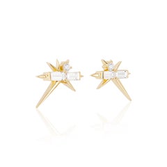 Baguette & Round Diamond Spike Drop Earrings, Spike Earrings
