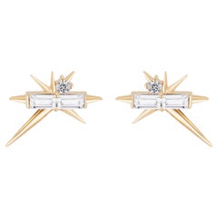 Baguette & Round Diamond Spike Drop Earrings, Spike Earrings