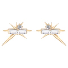 Baguette & Round Diamond Spike Drop Earrings, Spike Earrings