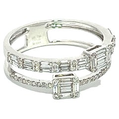 Setiing Ladie's Ring mit Baguette- und runden Diamanten 18KW Gold 
