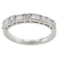 Baguette Round Diamonds White Gold Half Eternity Ring