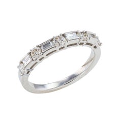 Baguette Round Diamonds White Gold Half Eternity Ring
