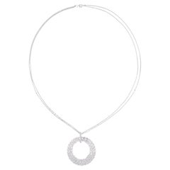 Collana con ciondolo a grappolo di diamanti Baguette e rotondi SI/H 4,25 carati in oro bianco 14k