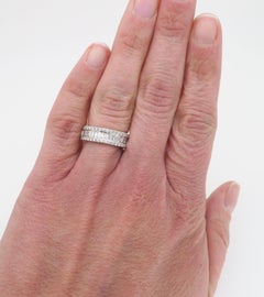 Baguette & Round Three Row Diamond Ring