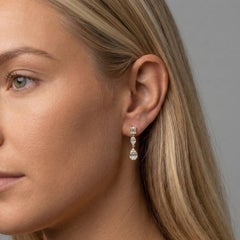 Baguette & Round Diamond Triple 14K Yellow Gold Dangle Earrings