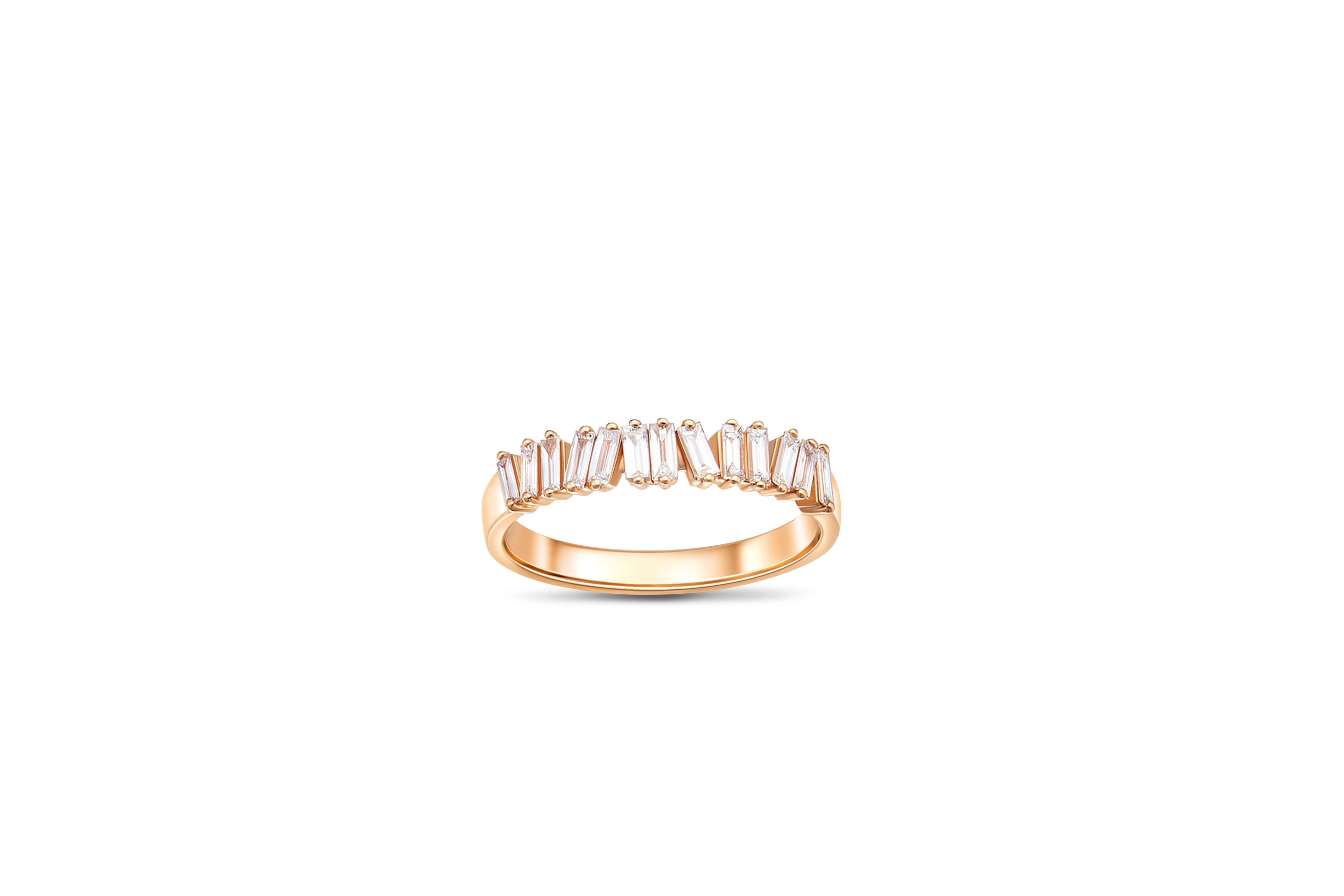 For Sale:  Baguette Row Wedding 14k gold ring 3