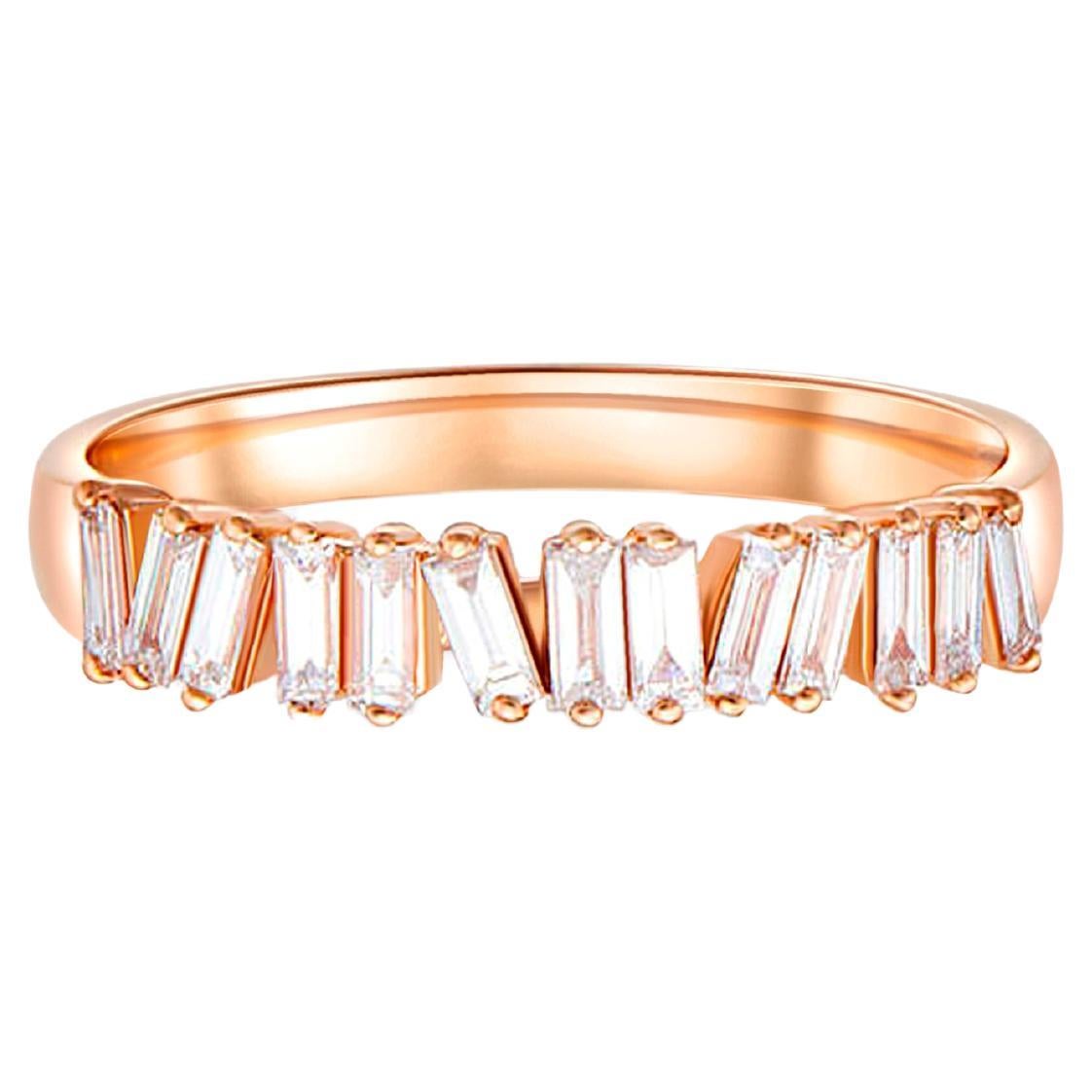 Baguette Row Wedding 14k gold ring.