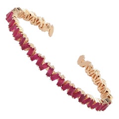 Baguette Ruby 18 Karat Gold Bangle Bracelet