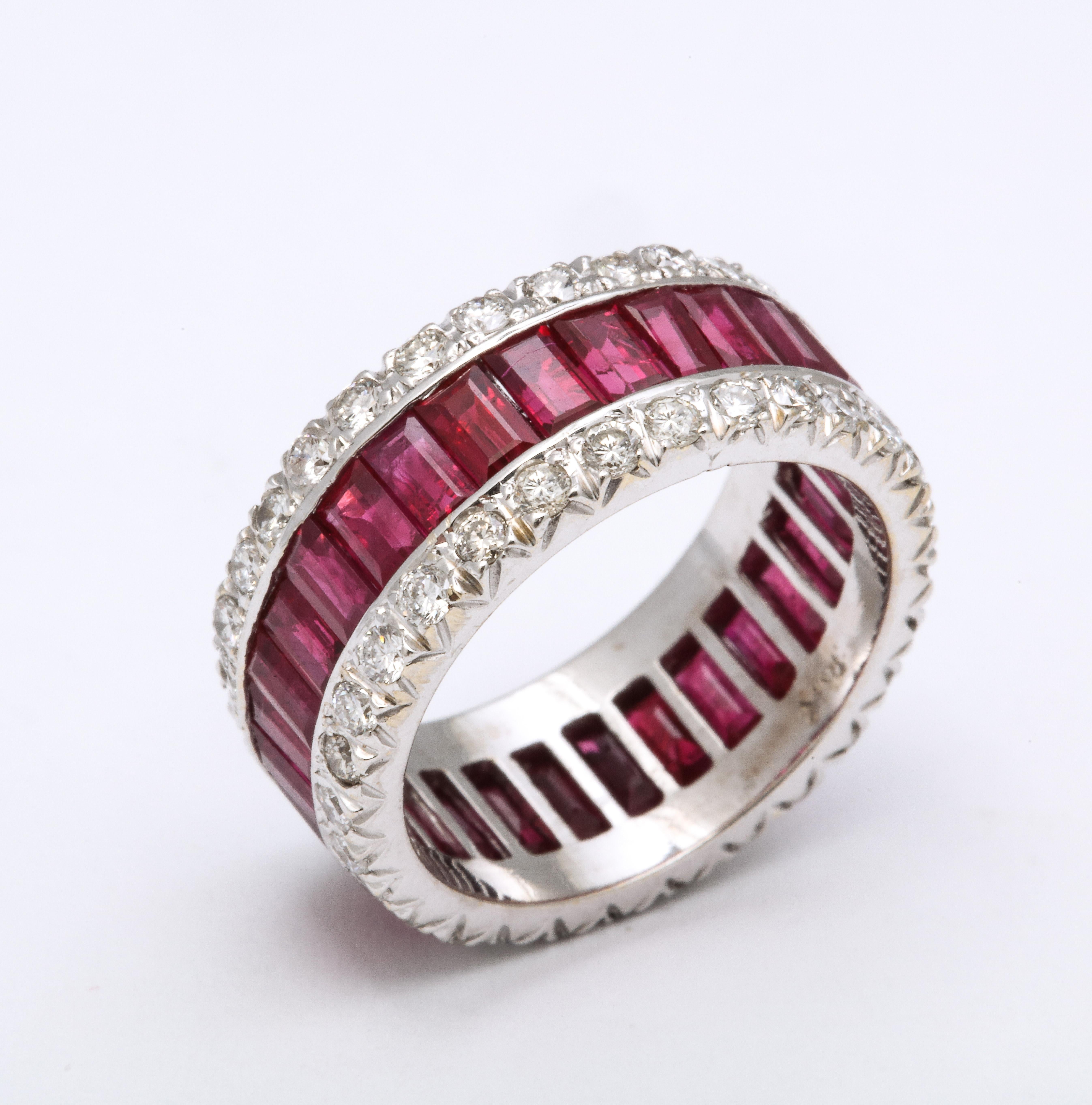 Baguette Ruby and Diamond Band In New Condition For Sale In New York, NY