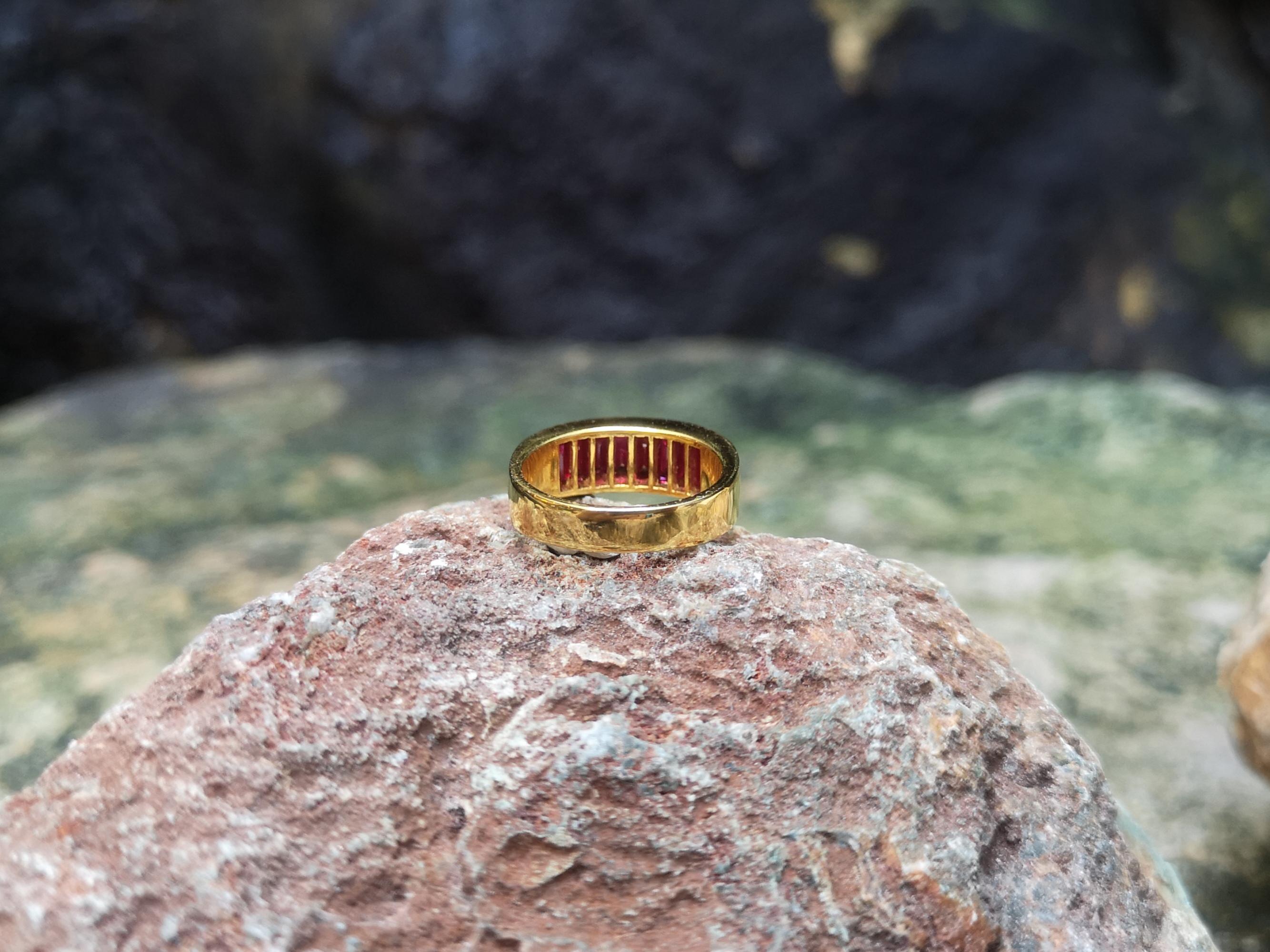 Baguette Ruby Band Ring Set in 18 Karat Gold Settings 3