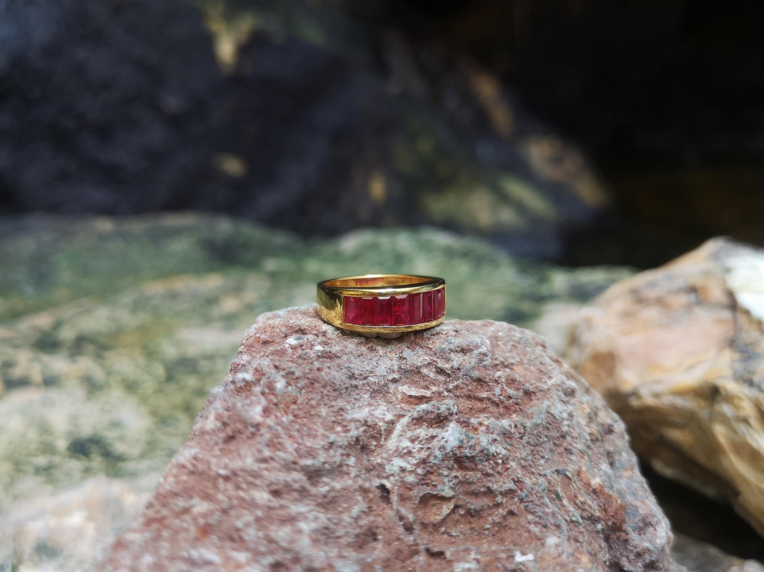 Baguette Ruby Band Ring Set in 18 Karat Gold Settings 2