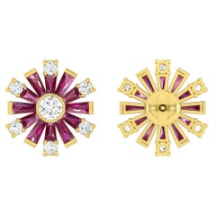 Meghna Jewels Ruby Diamond 14 Karat Gold Stud Earrings