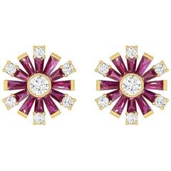 Meghna Jewels Rubin-Diamant-Ohrstecker aus 14 Karat Gold