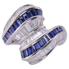Used Baguette Sapphire & Diamond Platinum Ring