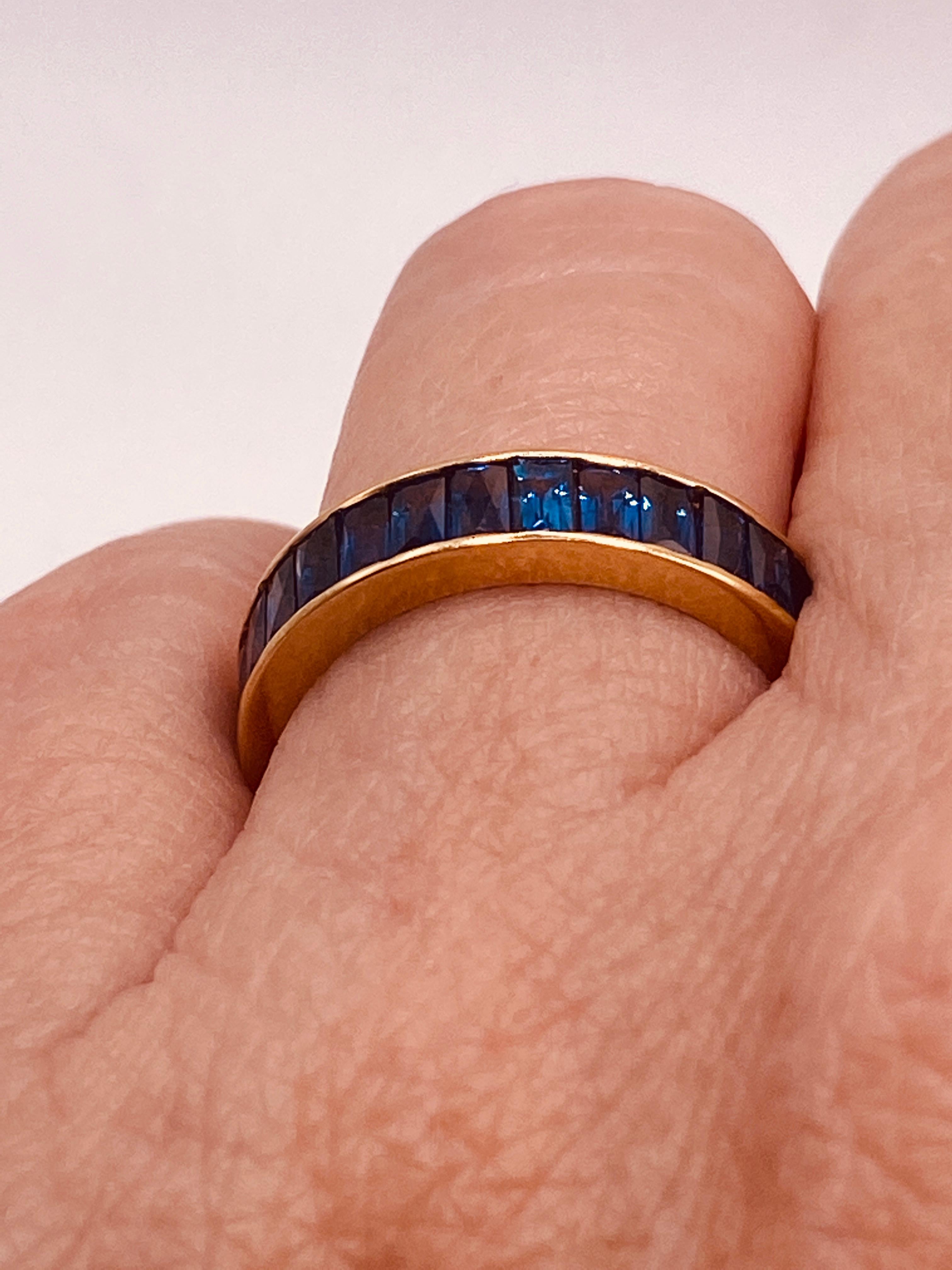 Baguette Sapphire Eternity Yellow Gold Band 5
