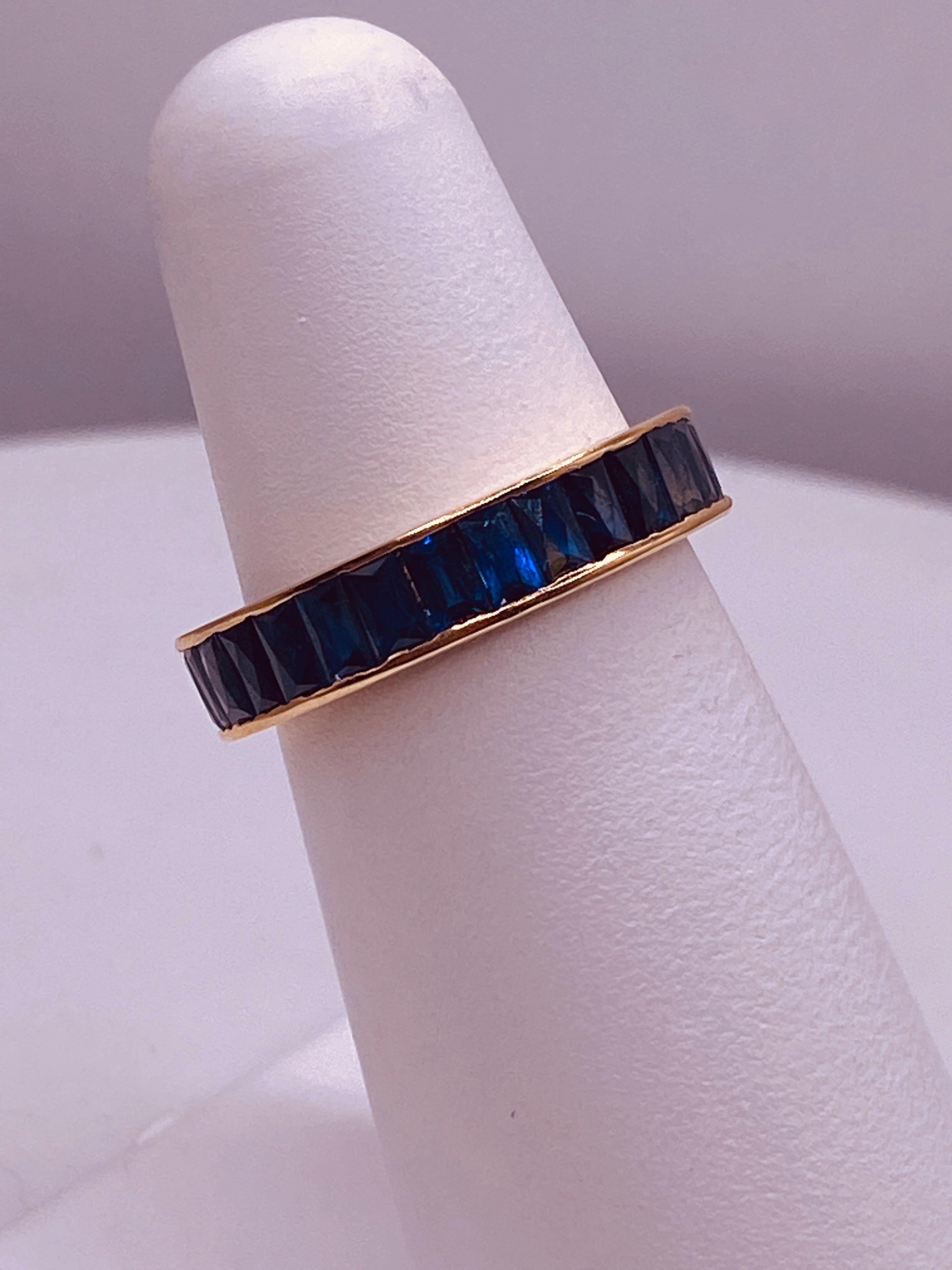 Baguette Sapphire Eternity Yellow Gold Band 6