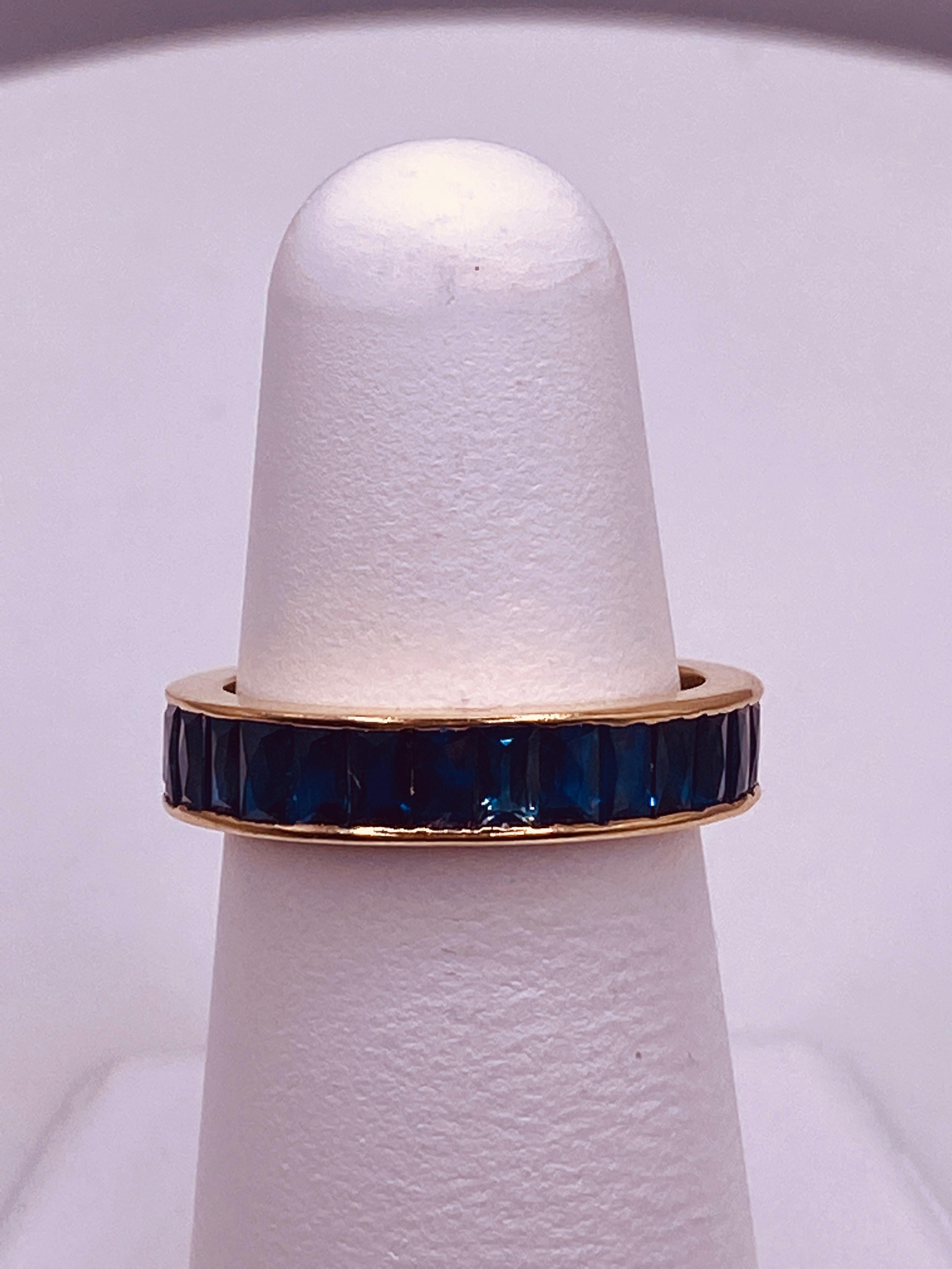 Baguette Sapphire Eternity Yellow Gold Band 7
