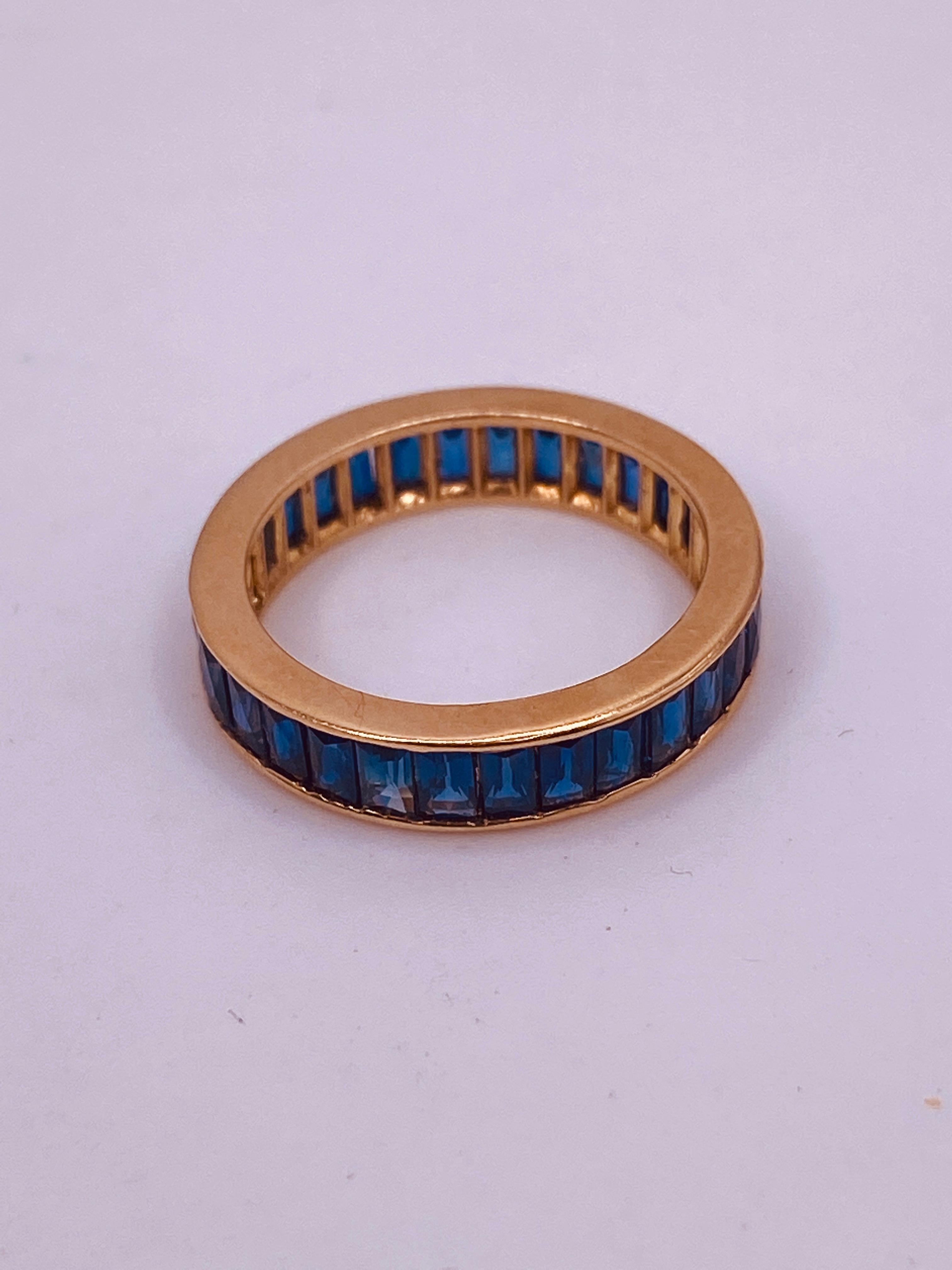 Baguette Sapphire Eternity Yellow Gold Band 8