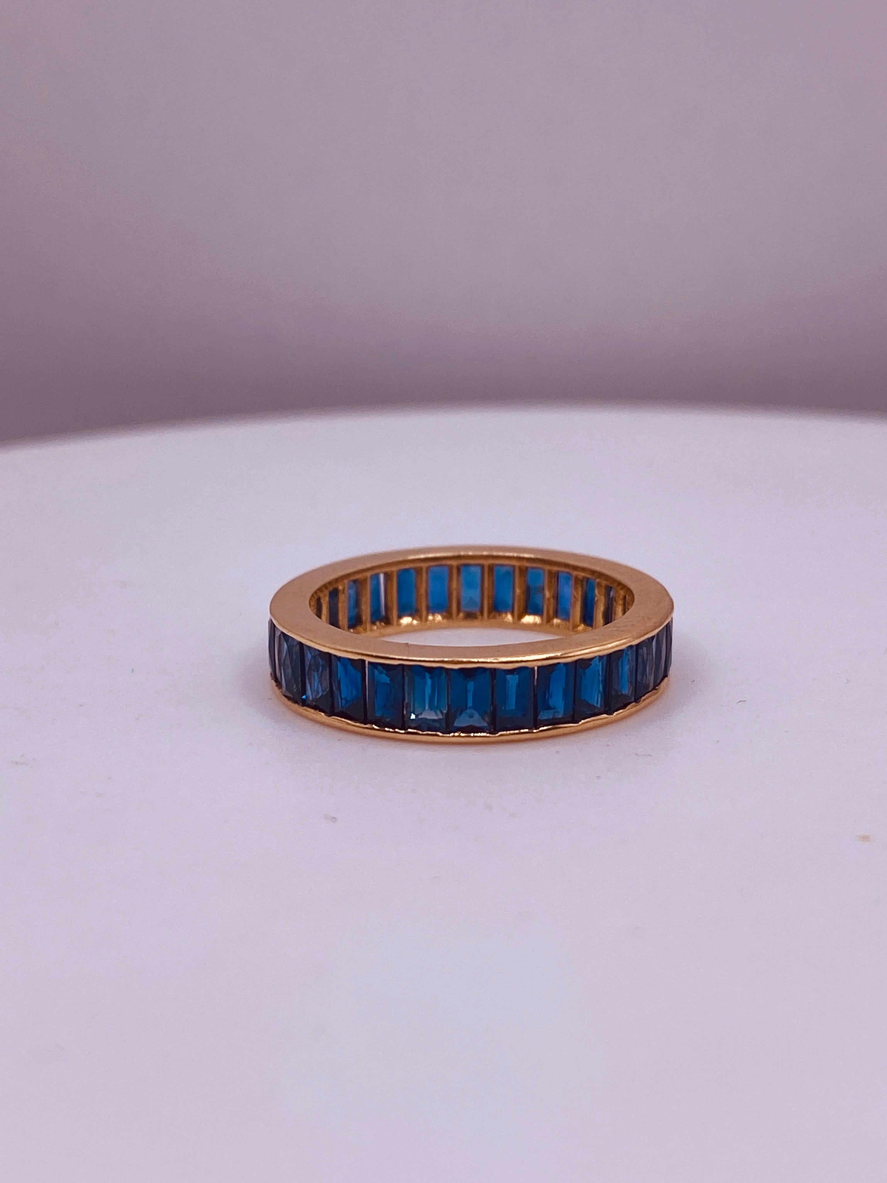 Baguette Sapphire Eternity Yellow Gold Band 3