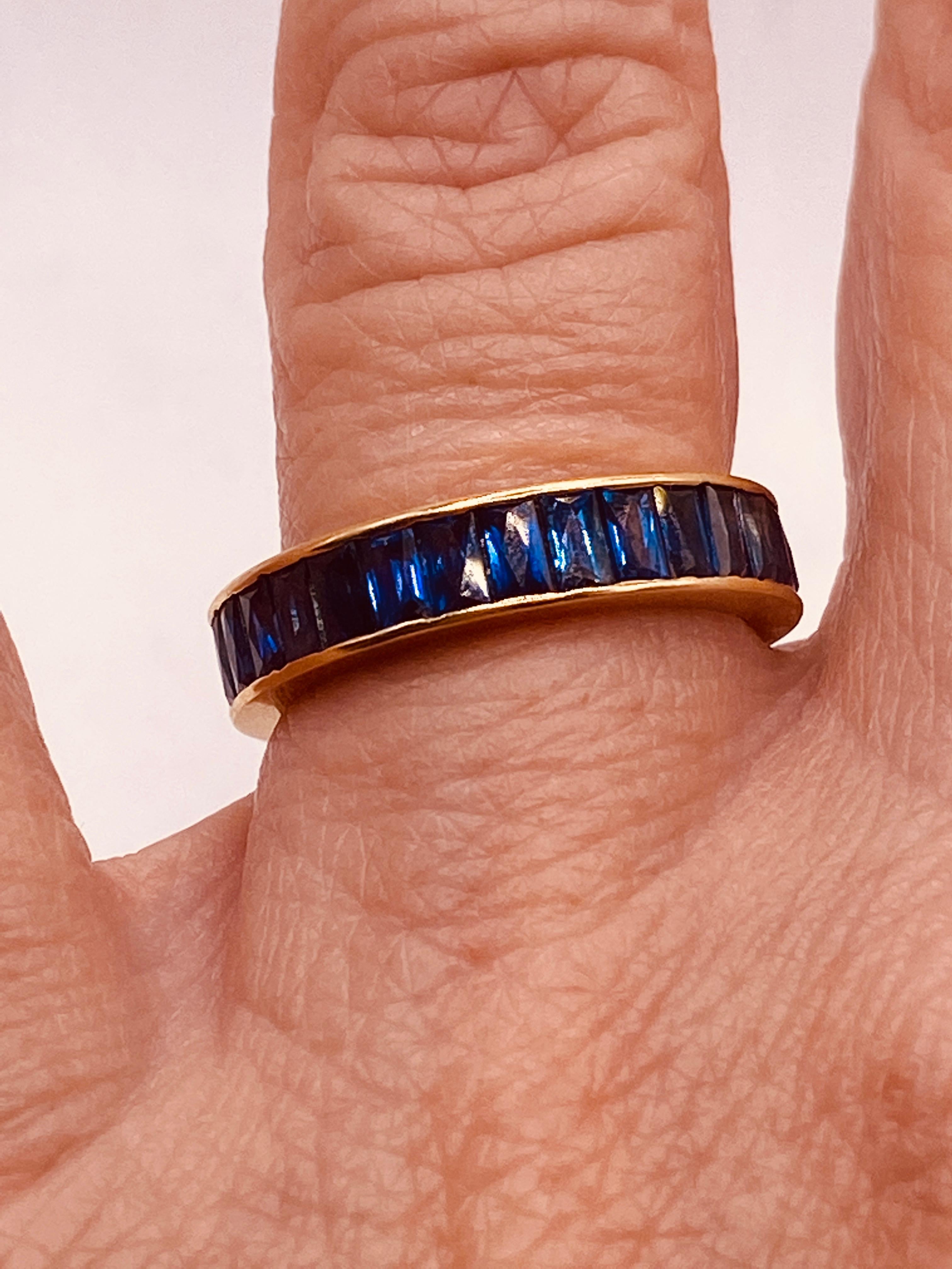 Baguette Sapphire Eternity Yellow Gold Band 4