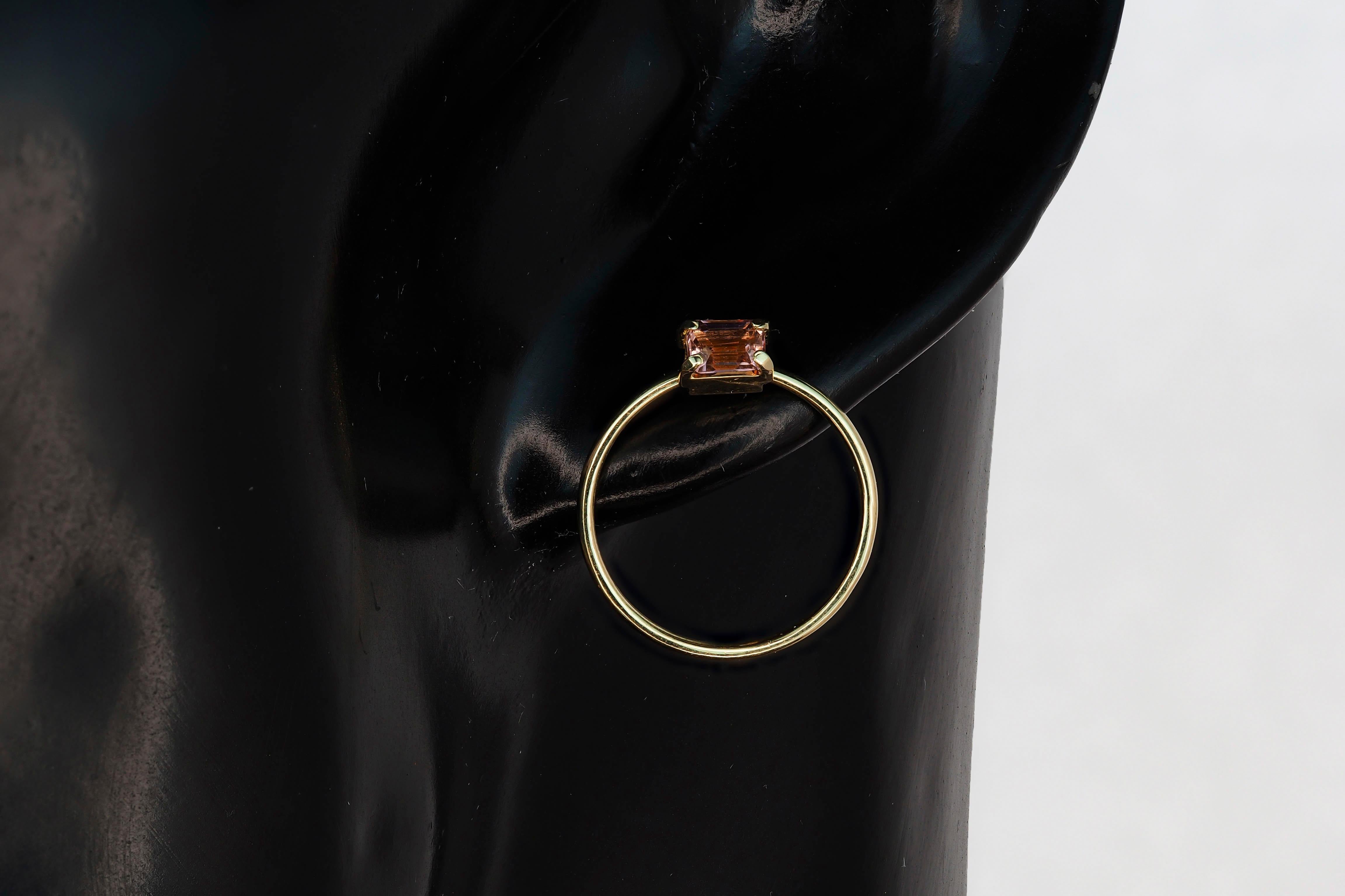 Baguette sapphire stud earrings in 14k solid gold.  For Sale 2