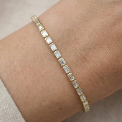 Bracciale tennis con moissanite a forma di baguette Bracciale in argento 925 per donna