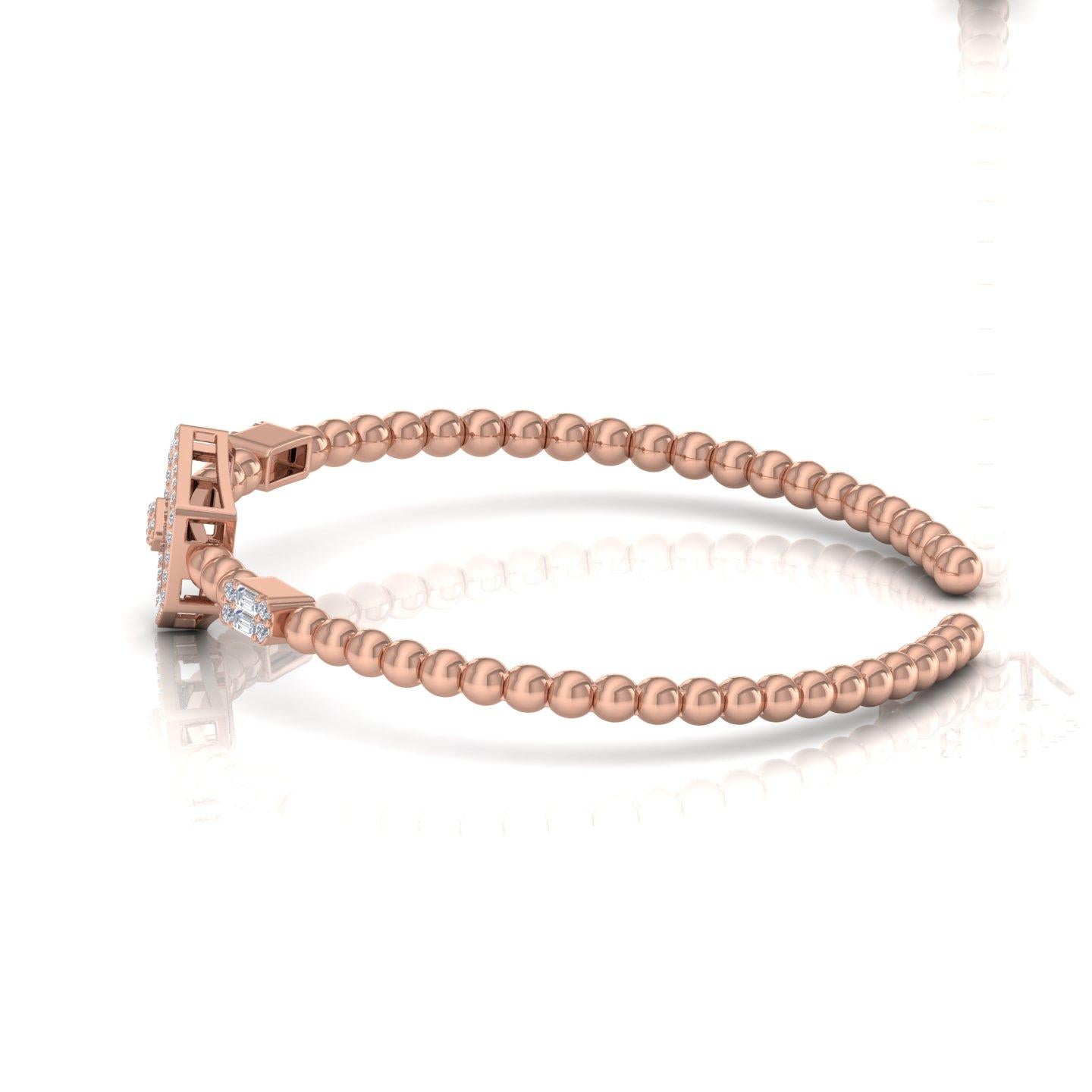 Item Code :- SEB-6004
Gross Wt. :- 12.45 gm
18k Rose Gold Wt. :- 12.36 gm
Diamond Wt. :- 0.45 Ct. ( AVERAGE DIAMOND CLARITY SI1-SI2 & COLOR H-I )
Bangle Size :- 2.4 ANA

✦ Sizing
.....................
We can adjust most items to fit your sizing