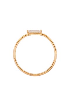 14 Karat Yellow Gold Diamond Baguette Solitaire