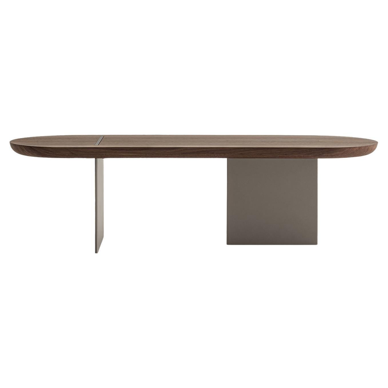 Baguette Tall Rounded Canaletto Walnut Coffee Table For Sale