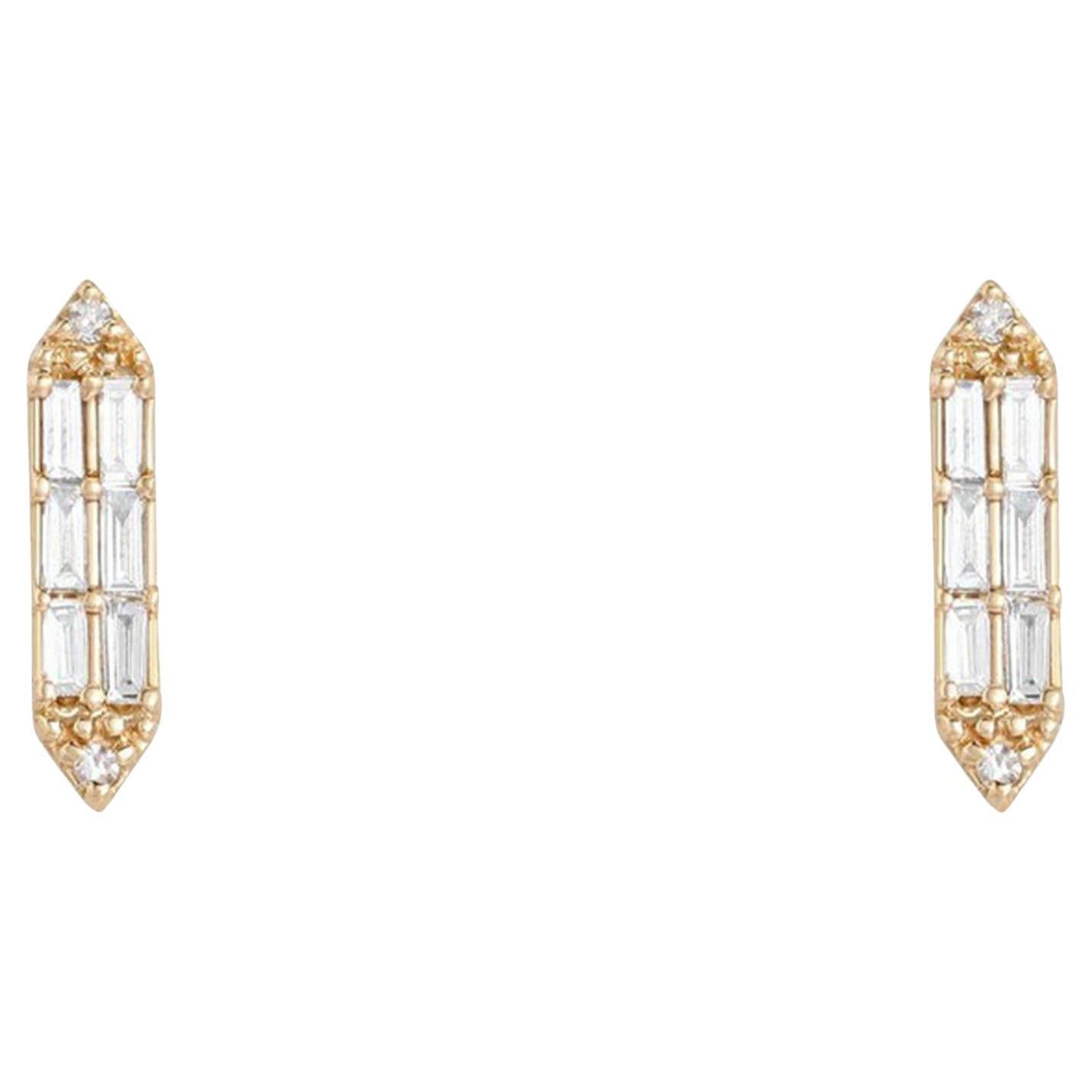 0.22ct Tapered Baguette Diamond 14K Gold Stud Earrings