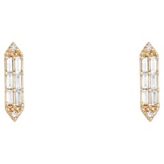 0.22ct Tapered Baguette Diamond 14K Gold Stud Earrings