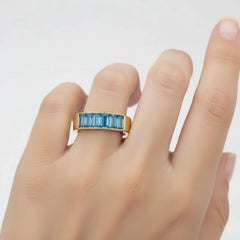 Baguette topaz half eternity silver, gold ring