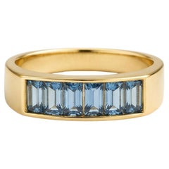 Baguette topaz half eternity silver, gold ring