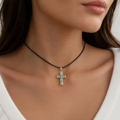 Baguette Topazs Cross Pendant Silver, gold