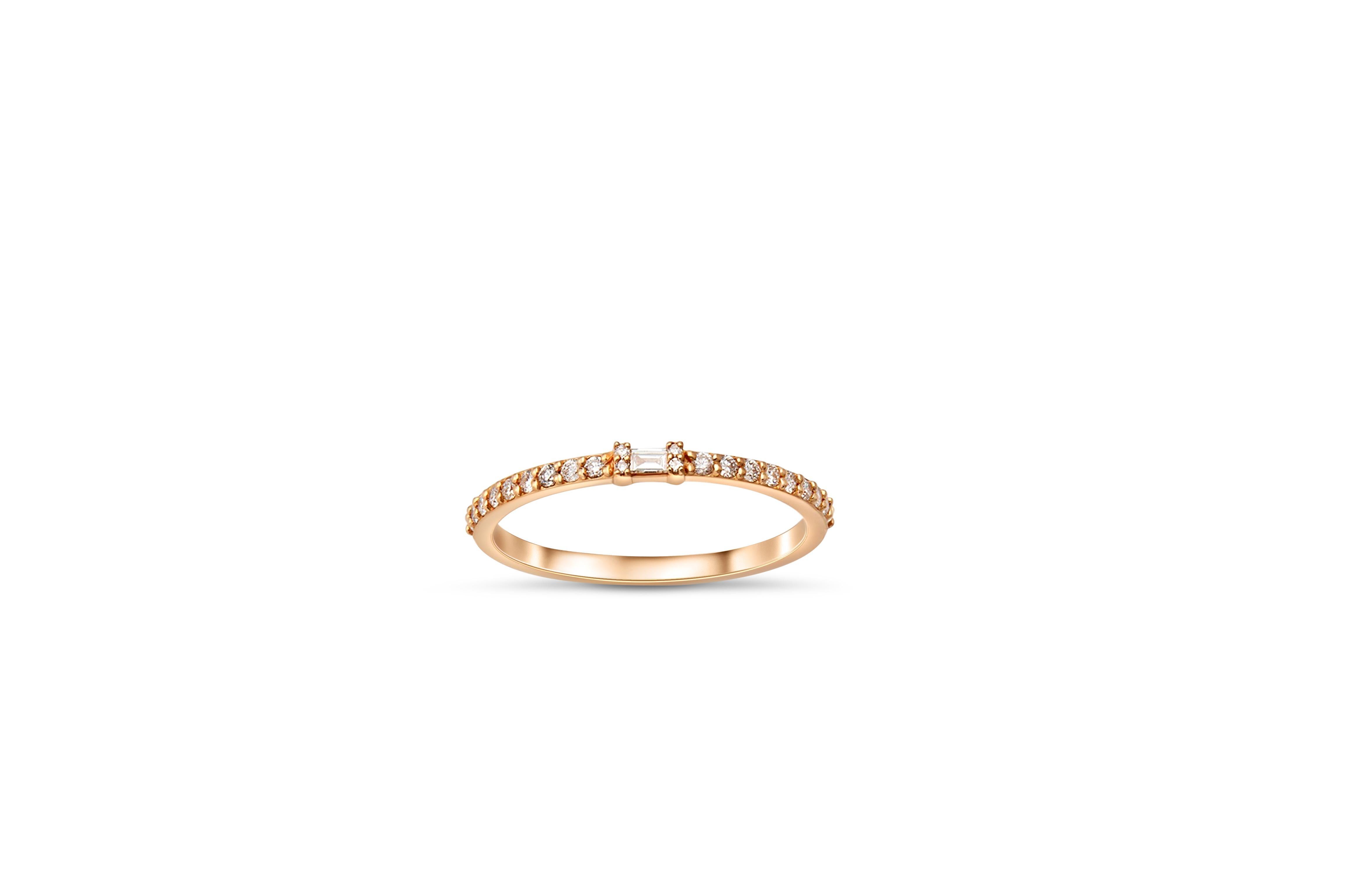 For Sale:  Baguette Wedding 14k gold ring 2