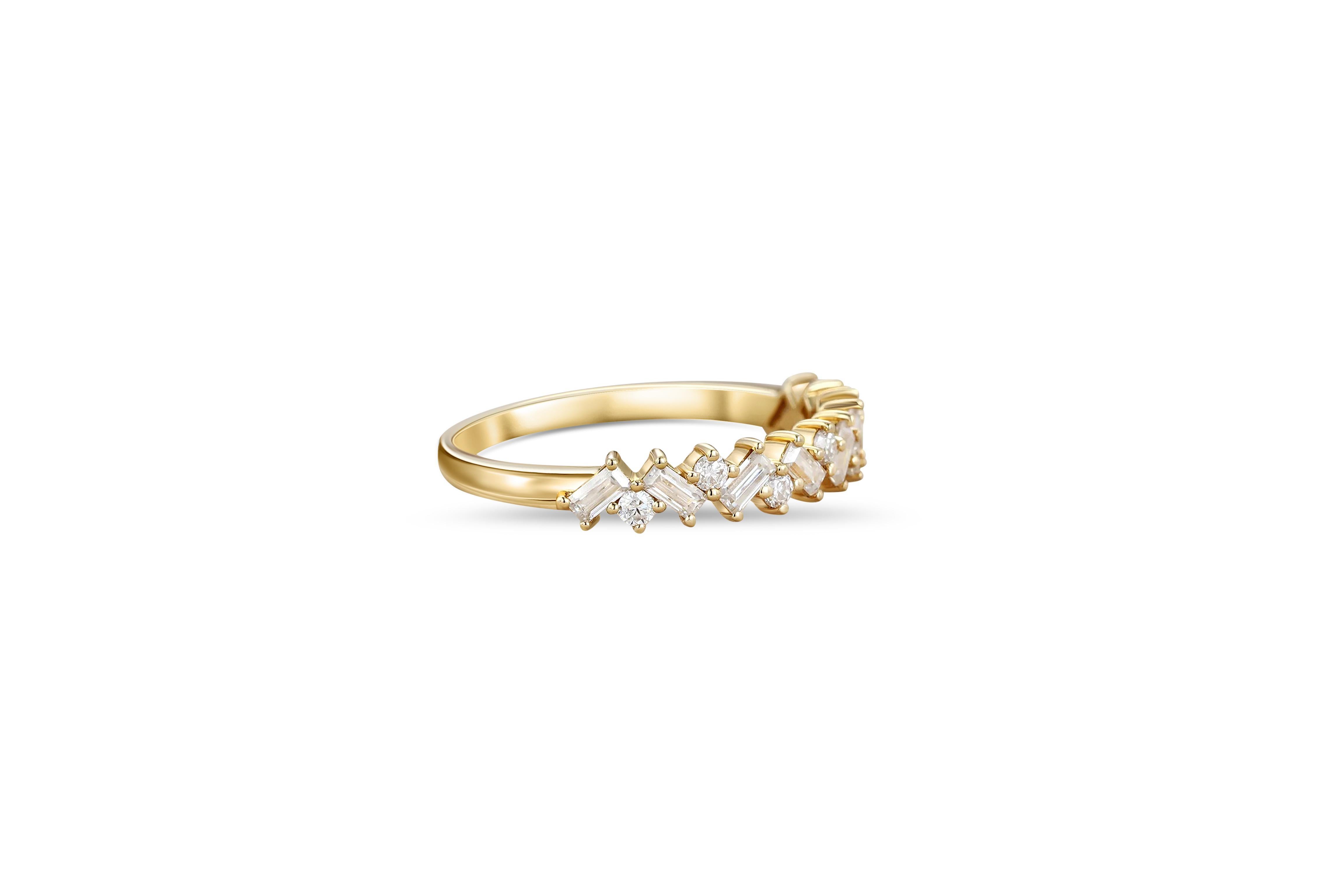 For Sale:  Baguette Wedding 14k gold ring 2