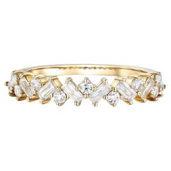 Boda Baguette Anillo de oro de 14k