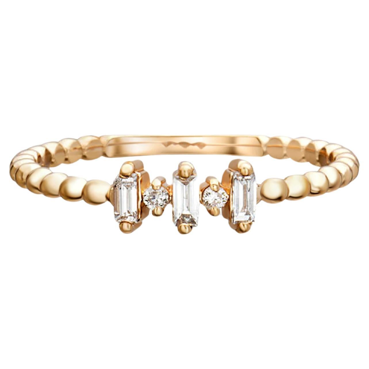 Baguette Wedding 14k gold ring