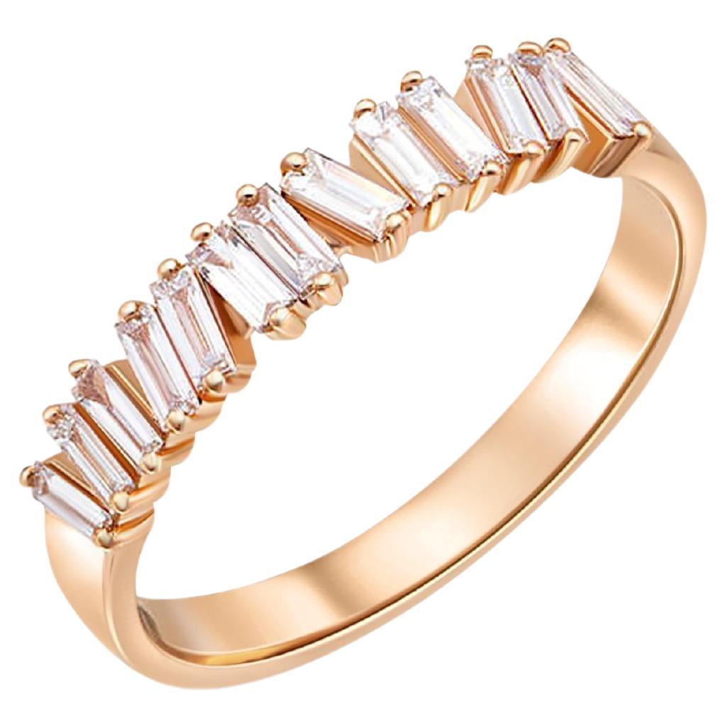 Baguette Wedding 14k gold ring