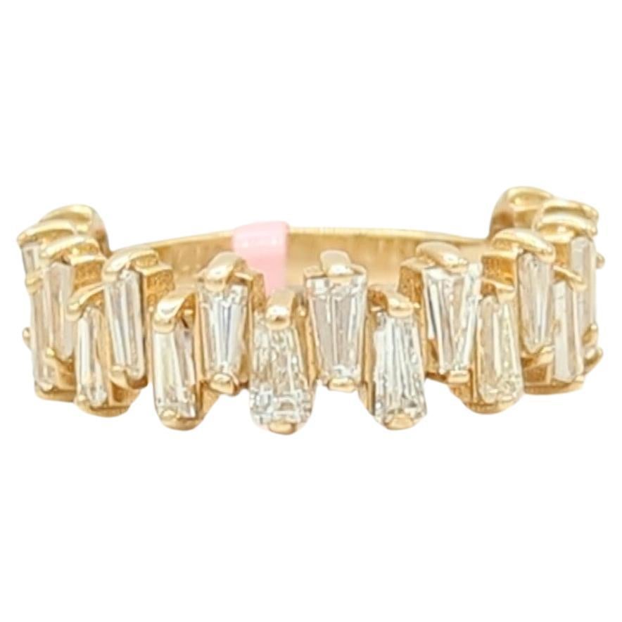 Baguette White Diamond Ring in 14K Yellow Gold For Sale at 1stDibs