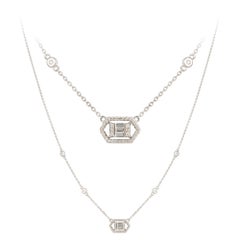 Baguette White Gold 18K Necklace Diamond for Her