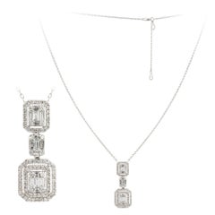 Baguette White Gold 18K Necklace Diamond for Her