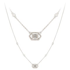 Baguette White Gold 18K Necklace Diamond for Her