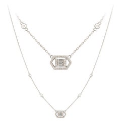 Baguette White Gold 18K Necklace Diamond for Her