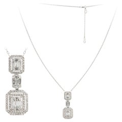 Baguette White Gold 18K Necklace Diamond for Her