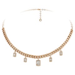 Baguette  Collier en or rose blanc 18K avec diamants pour elle